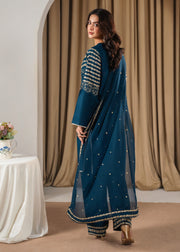 Peacock Z embroidered 3-piece festive suit by Tehzeeb Libas (view 2)