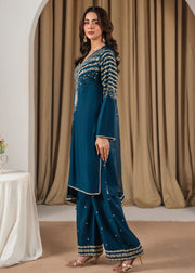 Peacock Z embroidered 3-piece festive suit by Tehzeeb Libas (view 3)