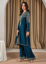 Peacock Z embroidered 3-piece festive suit by Tehzeeb Libas (view 4)