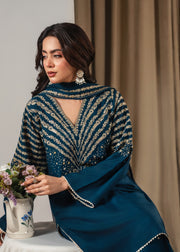 Peacock Z embroidered 3-piece festive suit by Tehzeeb Libas (view 5)