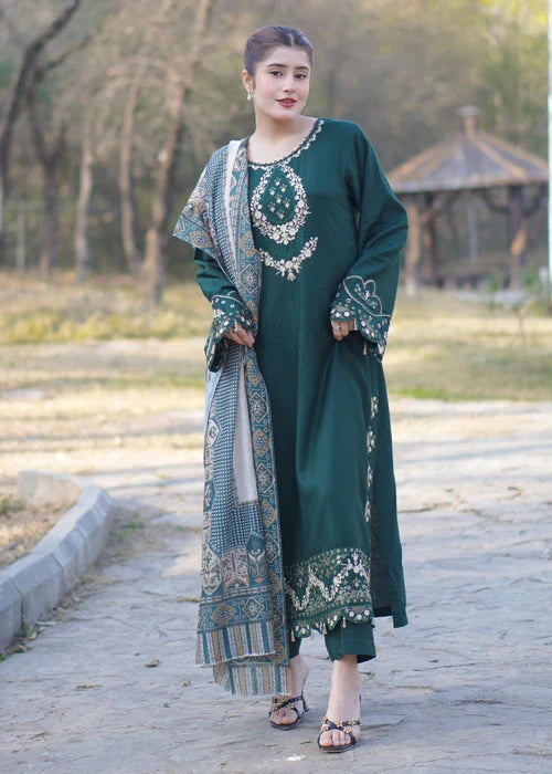 Mannat embroidered 3-piece festive suit by Tehzeeb Libas