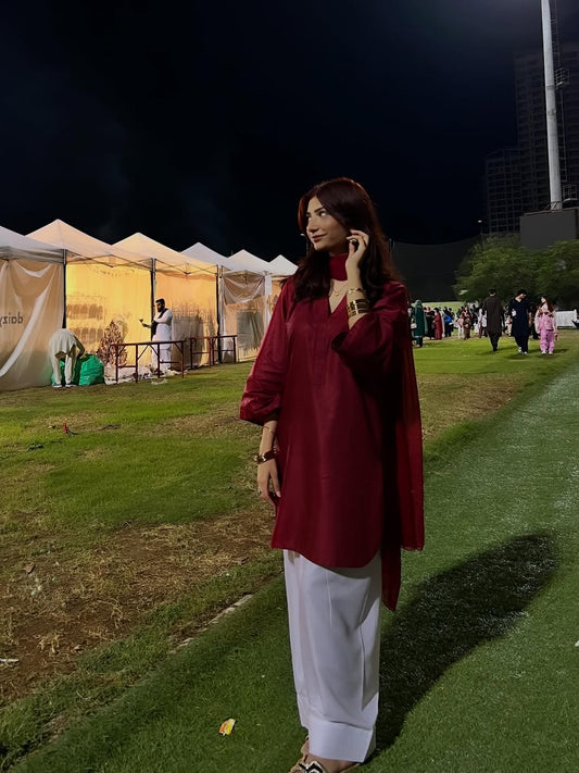 Maroon rayon tunic plazoo