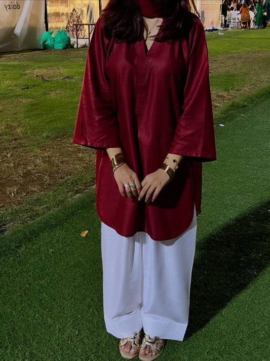 Maroon rayon tunic plazoo