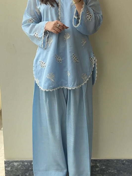 Ocean 2-Piece White Floral Embroidered Lawn Suit